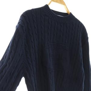 プラダ PRADA コットン ロゴ クロップドニット セーター 36 ネイビー P24A2S /DF ■OS レディース