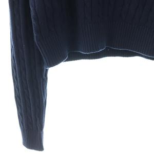 プラダ PRADA コットン ロゴ クロップドニット セーター 36 ネイビー P24A2S /DF ■OS レディース