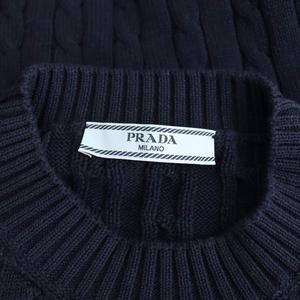 プラダ PRADA コットン ロゴ クロップドニット セーター 36 ネイビー P24A2S /DF ■OS レディース