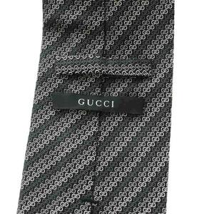 グッチ GUCCI ネクタイ ワイドタイ GG柄 シルク 紺 ネイビー 白 ホワイト グレー /MI ■OS ■OH ■SH メンズ