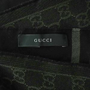 グッチ GUCCI GG ストール ウール フリンジ 黒 ブラック グレー /MI ■OS ■OH レディース