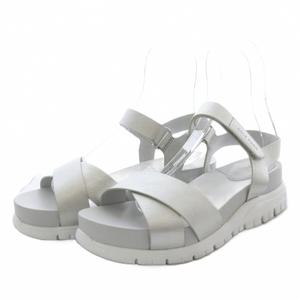コールハーン COLE HAAN ゼログランド サンダル 2 プラットフォーム ベルクロ レザー 7.5B シルバー色 /YO36 レディース