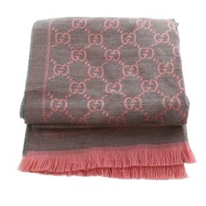 グッチ GUCCI GGウール ストール GG柄 フリンジ 48×180cm ピンク 133483 /MI ■OS ■OH レディース