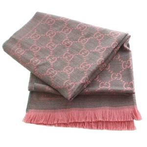 グッチ GUCCI GGウール ストール GG柄 フリンジ 48×180cm ピンク 133483 /MI ■OS ■OH レディース