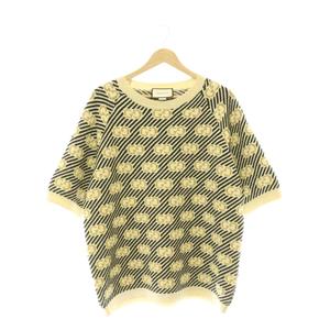 グッチ GUCCI GGストライプ ジャカード ニット セーター プルオーバー ラグランベージュ 黒 ブラック ゴールドカラー  574208 /CX ■OS レディース