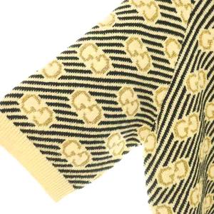 グッチ GUCCI GGストライプ ジャカード ニット セーター プルオーバー ラグランベージュ 黒 ブラック ゴールドカラー  574208 /CX ■OS レディース