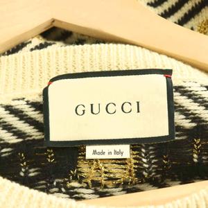 グッチ GUCCI GGストライプ ジャカード ニット セーター プルオーバー ラグランベージュ 黒 ブラック ゴールドカラー  574208 /CX ■OS レディース