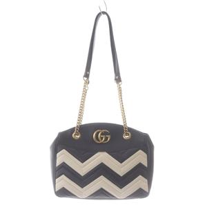 グッチ GUCCI GGマーモント チェーントートバッグ ハンドバッグ 黒 ブラック ベージュ 443501 /SR ■OH レディース