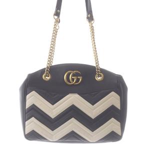 グッチ GUCCI GGマーモント チェーントートバッグ ハンドバッグ 黒 ブラック ベージュ 443501 /SR ■OH レディース