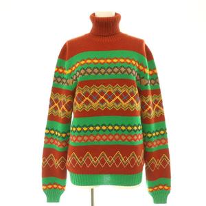 グッチ GUCCI 刺繍 タートルネックニット セーター 長袖 S 赤 緑 マルチカラー /NR ■OS レディース