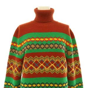 グッチ GUCCI 刺繍 タートルネックニット セーター 長袖 S 赤 緑 マルチカラー /NR ■OS レディース