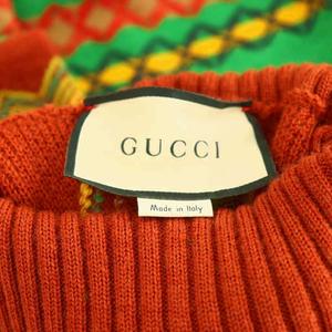 グッチ GUCCI 刺繍 タートルネックニット セーター 長袖 S 赤 緑 マルチカラー /NR ■OS レディース