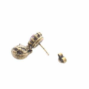 グッチ GUCCI キャットヘッド カラーストーン ピアス 両耳用 ゴールド色 /SR レディース