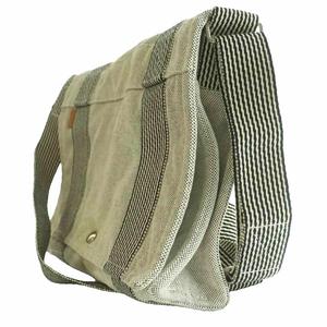 エルメス HERMES フールトゥ バサスPM メッセンジャーバッグ ショルダー ストライプ キャンバス ロゴ グレー /SS ■OS ■OH レディース