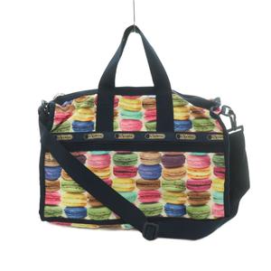 レスポートサック LesportSAC 2WAY ボストンバッグ ショルダーバッグ マカロン柄 紺 ネイビー マルチカラー /MI ■OS ■SH レディース