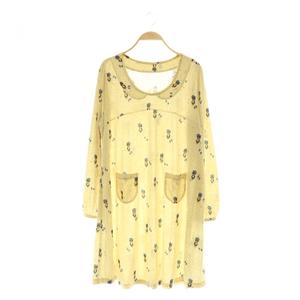 シェリーラファム Cherir la femme ネコ チュニック 長袖 カットソー レース 総柄 FL5 アイボリー /MY ■OS レディース