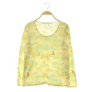 シェリーラファム Cherir la femme 花柄カットソー レース 長袖 M イエロー グリーン /MY ■OS レディース