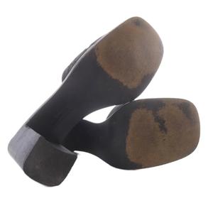 グッチ GUCCI ミュール サンダル ブロックヒール スクエアトゥ GGロゴ 37C ブラック /YO23 レディース