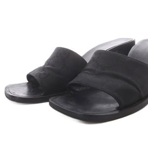グッチ GUCCI ミュール サンダル ブロックヒール スクエアトゥ GGロゴ 37C ブラック /YO23 レディース