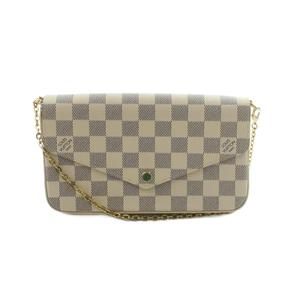 ルイヴィトン LOUIS VUITTON ポシェットフェリシー ダミエアズール チェーンウォレット ショルダーバッグ ベージュ 紺 ネイビー N63106 /MI ■OS ■OH レディース