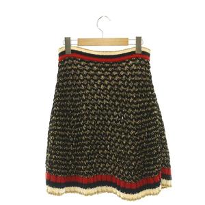 グッチ GUCCI 411531 ラメニット 台形スカート セミフレアスカート ミニ S ブラック マルチカラー /ES ■OS レディース