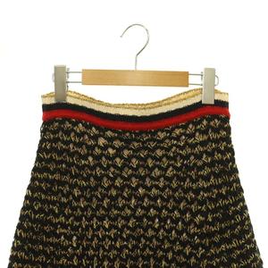 グッチ GUCCI 411531 ラメニット 台形スカート セミフレアスカート ミニ S ブラック マルチカラー /ES ■OS レディース