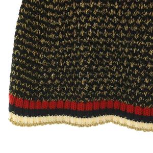 グッチ GUCCI 411531 ラメニット 台形スカート セミフレアスカート ミニ S ブラック マルチカラー /ES ■OS レディース