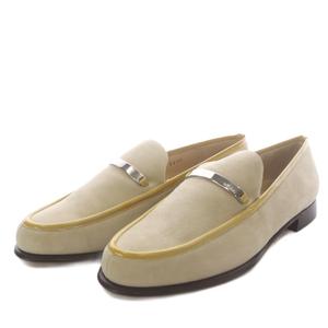 グッチ GUCCI ローファー スリッポン ロゴプレート スエード 36.5C ベージュ /YO6 レディース
