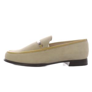 グッチ GUCCI ローファー スリッポン ロゴプレート スエード 36.5C ベージュ /YO6 レディース