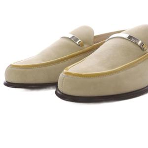 グッチ GUCCI ローファー スリッポン ロゴプレート スエード 36.5C ベージュ /YO6 レディース