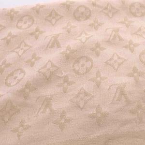 ルイヴィトン LOUIS VUITTON モノグラム ショール ストール 大判 シルク フリンジ ベージュ /YO29 ■OH レディース