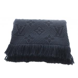 ルイヴィトン LOUIS VUITTON エシャルプ・ロゴマニア アントラシット マフラー フリンジ シルク混 ブラック M72431 /YO24 ■OH メンズ レディース