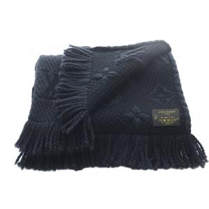 ルイヴィトン LOUIS VUITTON エシャルプ・ロゴマニア アントラシット マフラー フリンジ シルク混 ブラック M72431 /YO24 ■OH メンズ レディース