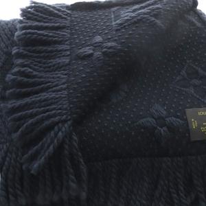 ルイヴィトン LOUIS VUITTON エシャルプ・ロゴマニア アントラシット マフラー フリンジ シルク混 ブラック M72431 /YO24 ■OH メンズ レディース