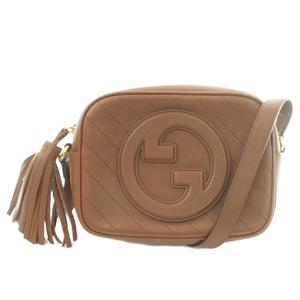 グッチ GUCCI ブロンディ ショルダーバッグ レザー GGロゴ インターロッキング ワンカラー タッセル 茶 ブラウン 742360 /BB ■OH ■SH レディース
