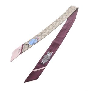 グッチ GUCCI ×ヒグチユウコ GG シルク ネックボウ スカーフ ベージュ ボルドー 848291 /YO18 ■OH レディース
