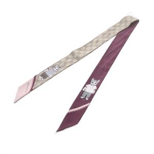 グッチ GUCCI ×ヒグチユウコ GG シルク ネックボウ スカーフ ベージュ ボルドー 848291 /YO18 ■OH レディース