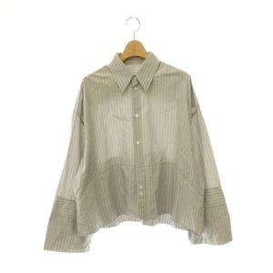 マルタンマルジェラ Martin Margiela MM6 S52DL0200 カットオフストライプシャツ 長袖 36 グレー /HK ■OS ■SH レディース