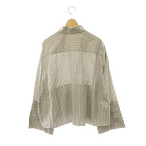 マルタンマルジェラ Martin Margiela MM6 S52DL0200 カットオフストライプシャツ 長袖 36 グレー /HK ■OS ■SH レディース