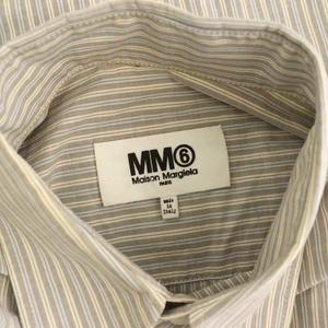 マルタンマルジェラ Martin Margiela MM6 S52DL0200 カットオフストライプシャツ 長袖 36 グレー /HK ■OS ■SH レディース