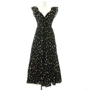 ケイトスペード KATE SPADE ペインタリー ストローク フラッター スリーブ ドレス ワンピース カシュクール 総柄 S 黒 ブラック マルチカラーKL126 /CX ■OS  レディース