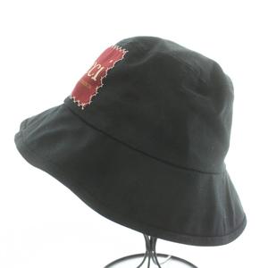 グッチ GUCCI ラベル付き コットンフェドラハット バケットハット バケハ 帽子 ロゴ S 57cm 黒 ブラック 627174 /BB ■OH レディース