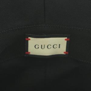 グッチ GUCCI ラベル付き コットンフェドラハット バケットハット バケハ 帽子 ロゴ S 57cm 黒 ブラック 627174 /BB ■OH レディース