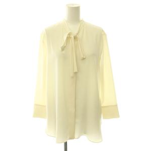 セオリー Theory PRIME GGT TIE BLOUSE ボウタイブラウス シアー バンドカラー S クリームイエロー /CX ■OS レディース
