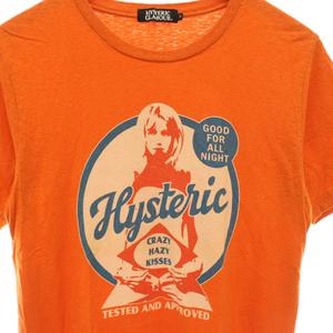 ヒステリックグラマー HYSTERIC GLAMOUR Crazy  hazy kisses Tシャツ カットソー 半袖 コットン S オレンジ /NR ■OS ■SH レディース