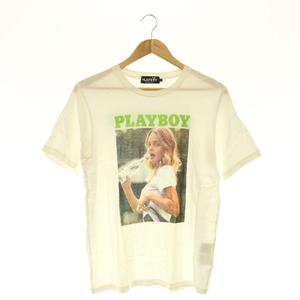 ヒステリックグラマー HYSTERIC GLAMOUR × PLAYBOY プリントTシャツ カットソー 半袖 コットン S 白 ホワイト /NR ■OS ■SH メンズ