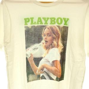 ヒステリックグラマー HYSTERIC GLAMOUR × PLAYBOY プリントTシャツ カットソー 半袖 コットン S 白 ホワイト /NR ■OS ■SH メンズ