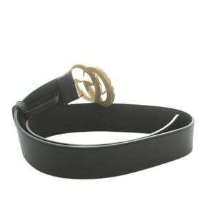 グッチ GUCCI パール付き ダブルG ワイド ベルト レザー 80/32 黒 ブラック 453260 /MI ■OS ■OH ■SH レディース