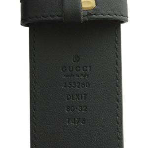 グッチ GUCCI パール付き ダブルG ワイド ベルト レザー 80/32 黒 ブラック 453260 /MI ■OS ■OH ■SH レディース