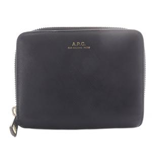 アーペーセー A.P.C. コンパクトエマニュエル財布 二つ折り ラウンドジップ レザー ブラック /YO11 ■SH メンズ レディース